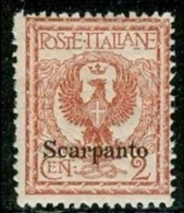 ● ITALIA REGNO Colonie 1912  ֍ EGEO ֍ SCARPANTO ● N.  1 **  ●  Cat. 30 € ● Lotto N.  559 ● - Egeo (Scarpanto)