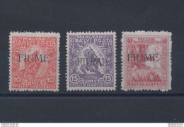 1918-19 Fiume, Francobolli Di Ungheria Soprastampati Fiume , 3 Valori , N° 1A/3 - Otros & Sin Clasificación