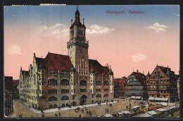 AK Stuttgart, Rathaus Mit Markt  - Stuttgart