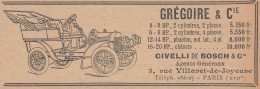 Automobiles Grégoire & C., Civelli De Bosch, Pubblicità, 1906 Vintage Ad - Reclame