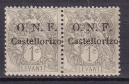 CASTELLORIZO - 1 C. Gris De 1920 En Paire - Ungebraucht