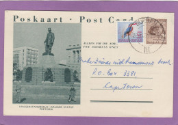 ENTIER POSTAL  KRUGER STATUE PRETORIA, 1961. - Covers & Documents