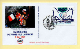 FDC N° 2883 – Inauguration Du Tunnel Sous La Manche 6 Mai 1994 – 62 Coquelles 3/05/1994 (voir Scan Recto/verso) - 1990-1999