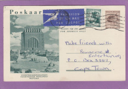 ENTIER POSTAL PAR AVION.  VOORTEKKER MONUMENT, PRETORIA, 1961. - Airmail