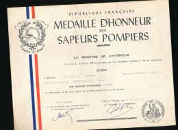 Médaille D'honneur D'argent  Des Sapeurs Pompiers 1957 Robinet Albertin Lempire-aux-bois Meuse - Brandweer