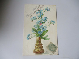 CARTE FANTAISIE GAUFREE BOUQUET MYOSOTIS - Autres & Non Classés