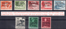 Suisse 1950: ORGANISATION INTERNATIONALE POUR LES RÉFUGIES (OIR) D VIII 1-8 ** Postfrisch MNH (Zumstein CHF 195.00) - Service