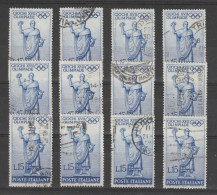 REPUBBLICA:  1960  OLIMPIADE  DI  ROMA  -  £. 15  OLTREMARE  US. -  RIP. 12  VOLTE  -  SASS. 887 - 1946-60: Used