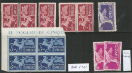 1946/1955 Espressi Democratica ** MNH Lotto Esemplari Nuovi Incluso L.10 Quartina AdF - Eilpost/Rohrpost