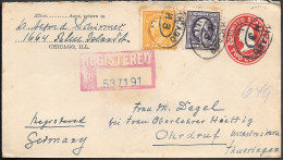 USA Chicago Registered Uprated 2c Postal Stationery Cover Mailed To Ohrdruf Germany 1913 - Brieven En Documenten