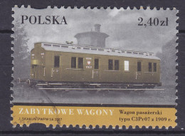 Poland 2007 Mi. 4310, 2.40 Zl Reisezugwagen Im Eisenbahnmuseum Wolsztyn Personenwagen Typ C3Pr07 (1909) - Gebraucht