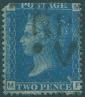 Great Britain 1858 SG47 2d Blue QV FMMF Top Trimmed Plate 14 FU (amd) - Unclassified