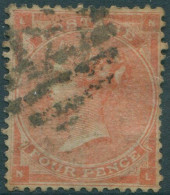 Great Britain 1862 SG80 4d Pale Red QV LNNL FU (amd) - Autres & Non Classés