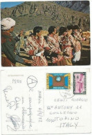 Afghanistan "Pakhtia" Tribal Traditional Dance Color PPC Kabul 6jan1972 With 2 Stamps - Afghanistan