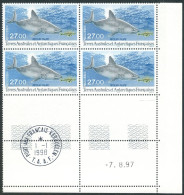 TAAF - N°228 REQUIN TAUPE - BLOC DE 4 - COIN DATE 7.8.97 OBLITERE EN MARGE - Used Stamps