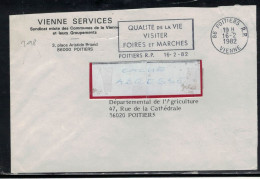 LOT 298  LETTRE POITIERS RP 16/2/82 FAG QUALITE DE LA VIE VISITER FOIRES ET MARCHES - Oblitérations Mécaniques (flammes)