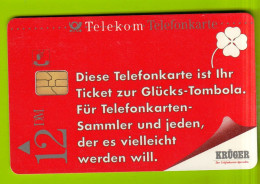 Germany, Germania- Diese Telefonkarte Ist Ihr Ticket Zur Glucks Tombola.12dm- Exp. 09.94 - Kruger- Used Phone Card - S-Series : Tills With Third Part Ads