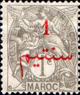 Maroc (Bur.Fr) Poste N* Yv:25 Mi:25 Type Blanc (Trace De Charnière) - Unused Stamps