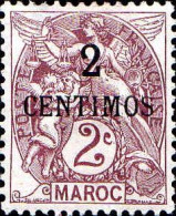 Maroc (Bur.Fr) Poste N* Yv:21 Mi:21 Type Blanc (Trace De Charnière) - Unused Stamps