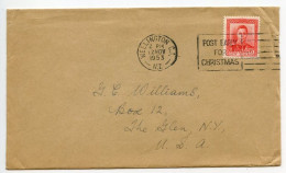 New Zealand 1953 Cover; Wellington To The Glen, New York; 1 12/p. KGVI; Slogan Cancel - Cartas & Documentos