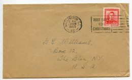 New Zealand 1953 Cover; Wellington To The Glen, New York; 1 12/p. KGVI; Slogan Cancel - Brieven En Documenten