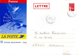 France Entier-P Obl (5018) Prêt à Poster France 100g Cartonné (cachet Rond) - Standard- Und TSC-AK (vor 1995)