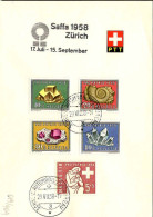 Suisse Poste Obl Yv: 606/610 Minéraux Automobilbüro 29-VII-57 Feuillet PTT (TB Cachet à Date) - Oblitérés