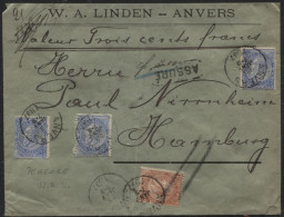 PERFORE W.A.L (W.A. Linden) 57-60(3) Obl. ANVERS S/L En Double Port En Assuré De 300fr Vers Hambourg 1897 (x718) - 1863-09