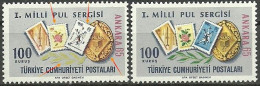 Turkey; 1965 "Ankara 65" 1st National Stamp Exhibition 100 K. ERROR "Color Tone Variety" - Ongebruikt