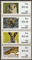 2012 Ireland Wildlife: Kestrel, Raft Spider, Hare, Smooth Newt Vending Machine Label Strip (Self Adhesive) - Aigles & Rapaces Diurnes