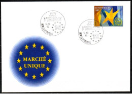 Luxembourg ,Luxemburg ,1992, FDC, MI 1305,  EUROPÄISCHER BINNENMARKT, ESST, SONDERSTEMPEL - FDC