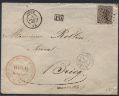 N°19 Obl. LP 101 S/lettre De DOUR Vers Briey (F) Le 5/1/1867 (x722) - 1865-1866 Profile Left