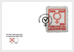 Liechtenstein 2024 40th Years Of Women's Suffrage,Vote,Election,Ballot,Embroidered,Unusual,Odd FDC (**) Limited Edition - Brieven En Documenten