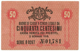 50 CENTESIMI CASSA VENETA DEI PRESTITI OCCUPAZIONE AUSTRIACA 02/01/1918 SPL - Ocupación Austriaca De Venecia