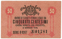 50 CENTESIMI CASSA VENETA DEI PRESTITI OCCUPAZIONE AUSTRIACA 02/01/1918 SPL - Austrian Occupation Of Venezia