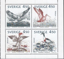 SCHWEDEN  Heftchenblatt 203, Postfrisch **, Naturschutz: Vögel, 1992 - 1981-..