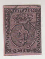 Ducato Di Parma, 25 Centesimi Violetto Usato 1851/52 - Giglio Borbonico Sormontato Dalla Corona Ducale - Linguellato - Parme