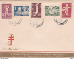 Finland FDC 15-9-1947 Complete Set Of 5 Tuberculocis Mi 341-345 - FDC