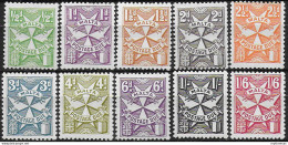 1968-70 Malta Postage Due Malta Cross 10v. MNH SG N. D32/41 - Malta