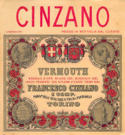 27157 " CINZANO-VERMOUTH-FRANCESCO CINZANO E COMP.-TORINO " ETICHETTA ORIGINALE Cm. 13,8 X 12,8 CIRCA - Alcoli E Liquori