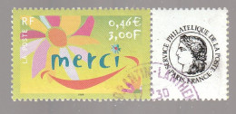FRANCE 2001 MERCI PERSONNALISE YT 3433A OBLITERE - Gebraucht