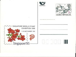 CDV A 9 Czech Republic Singapore Stamp Exhibition Orchid And Lion Silhouette 1995 - Orchidee