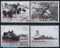 Gibraltar 2004 D-Day 4v, Mint NH, History - Transport - Militarism - World War II - Aircraft & Aviation - Ships And Bo.. - Militaria