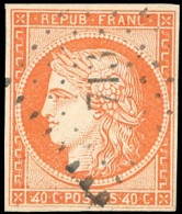 Obl. 5d - 40c. Orange. ''4'' Retouchés Très Visibles. Obl. TB. - 1849-1850 Cérès