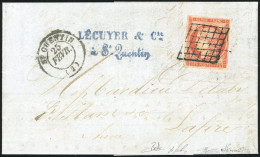 Obl. 7a - 1F. Vermillon Vif Dit De Sedan Et De Saint Quentin Obl. Grille S/lettre Frappée Du CàD De ST-QUENTIN Du 25 Fév - 1849-1850 Cérès