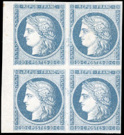 * 8b - 20c. Bleu S/azuré Dit "ASTRUC". Non émis. Bloc De 4. BdeF. SUP. RR. - 1849-1850 Cérès