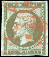 Obl. 11 - 1c. Olive. Obl. Rouge Des Imprimés. SUP. - 1853-1860 Napoleon III