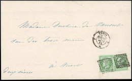 Obl. 12x 2 - 5c. Vert X 2 Obl. Losange S/lettre Frappée Du CàD De * PARIS * Du 21 Mars 1852 à Destination De NIORT - DEU - 1853-1860 Napoleone III