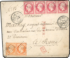 Obl. 16x 2 + 17 X 4 - 2 X 40c. Orange + Bande De 4 Du 80c. Rose, Obl. PC 3120, S/lettre Chargée De ST-JEAN-DE-LOSNE Du 1 - 1853-1860 Napoleon III