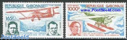 Gabon 1980 Atlantic Traverse 2v, Mint NH, Transport - Aircraft & Aviation - Neufs